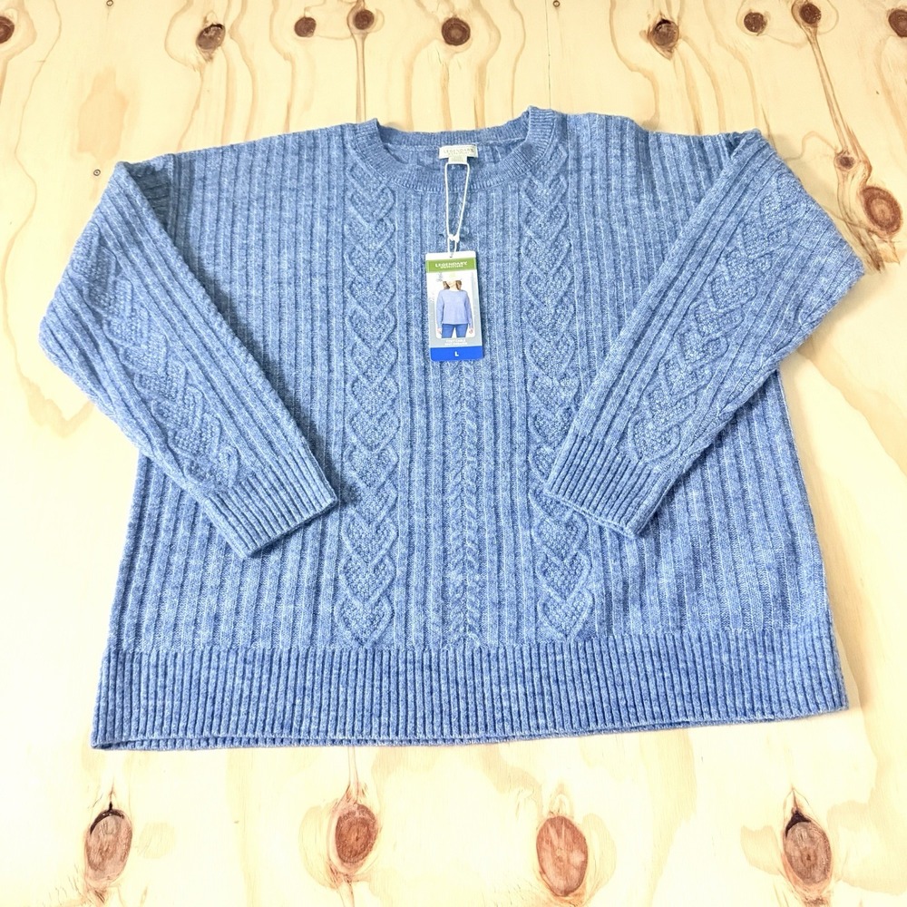 Legendary Outfitters Women's Cozy Cable Knit Sweater Blue Heather Size L